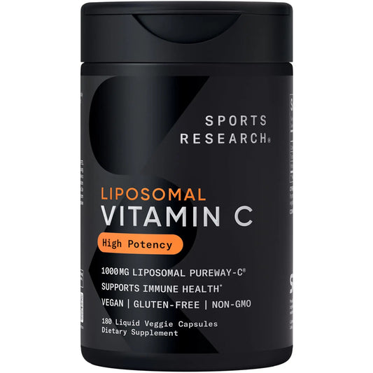 Sports Research High Potency Liposomal Vitamin C 1000 mg – Vegan, Non-GMO, Gluten Free | 180 Veggie Capsules BritishVita | Premium UK Vitamins & Wellness Supplements