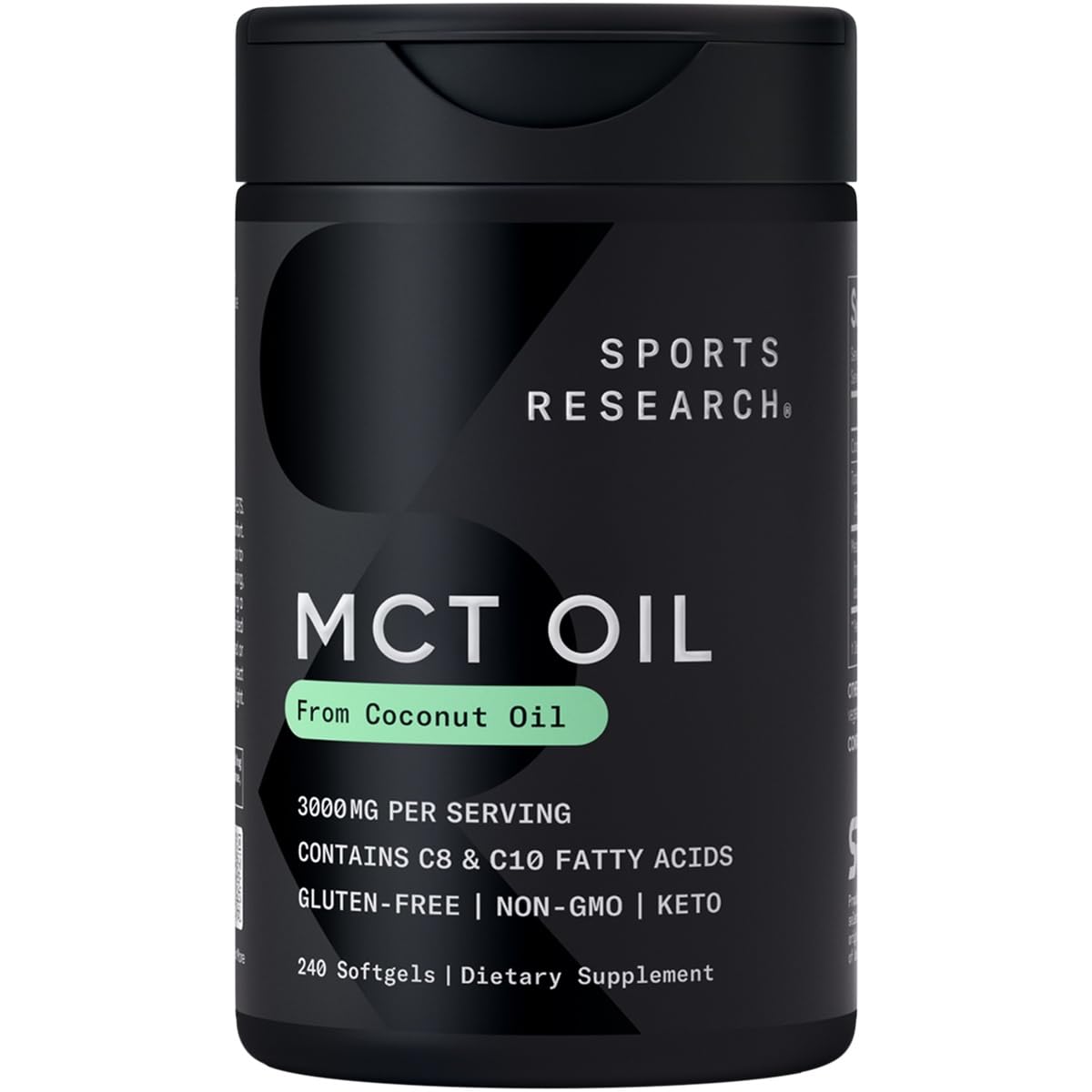 Sports Research MCT Oil Pills | Keto Fuel for Brain & Body | Non-GMO, Soy & Gluten Free