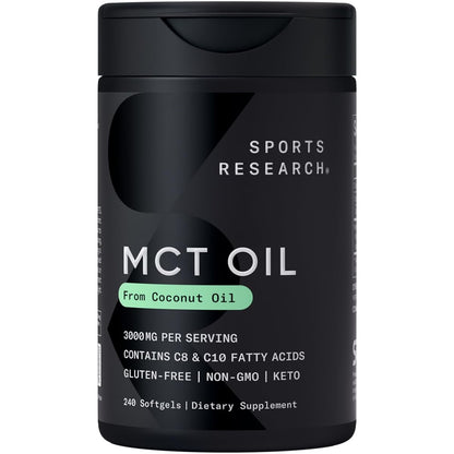 Sports Research MCT Oil Pills | Keto Fuel for Brain & Body | Non-GMO, Soy & Gluten Free