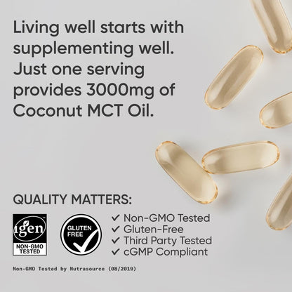 Sports Research MCT Oil Pills | Keto Fuel for Brain & Body | Non-GMO, Soy & Gluten Free