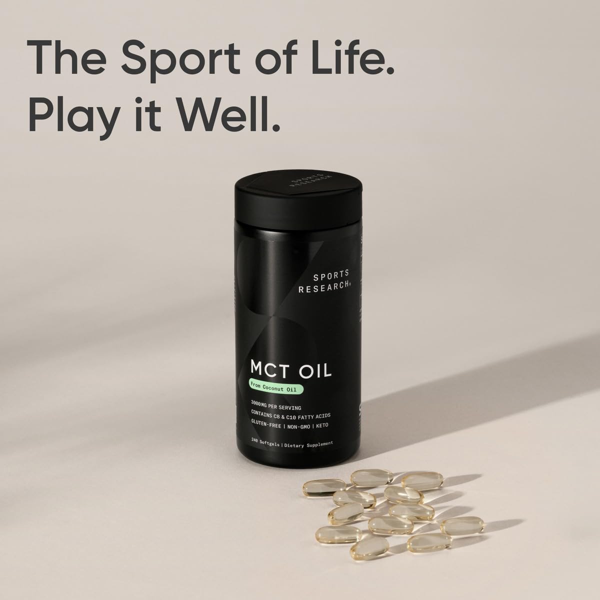 Sports Research MCT Oil Pills | Keto Fuel for Brain & Body | Non-GMO, Soy & Gluten Free