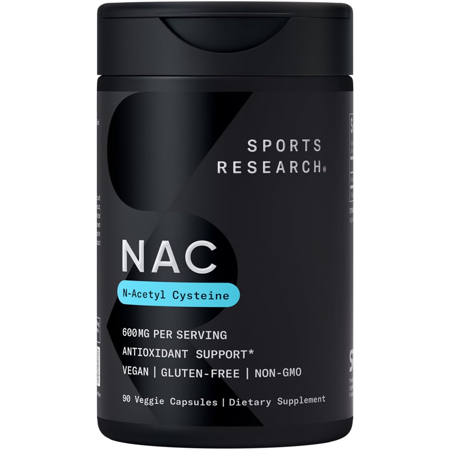 Sports Research N-Acetyl L-Cysteine (NAC) 600mg – 90 Veggie Capsules – Vegan, Non-GMO, Gluten Free | Lemon Aroma