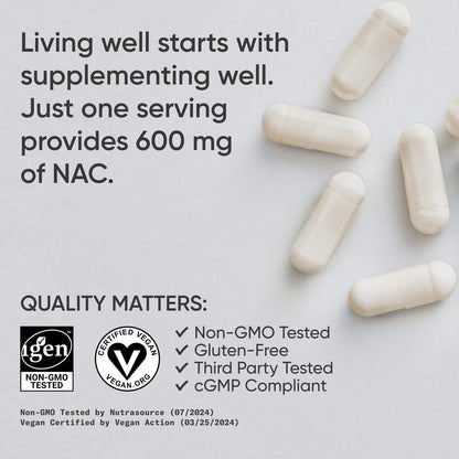 Sports Research N-Acetyl L-Cysteine (NAC) 600mg – 90 Veggie Capsules – Vegan, Non-GMO, Gluten Free | Lemon Aroma