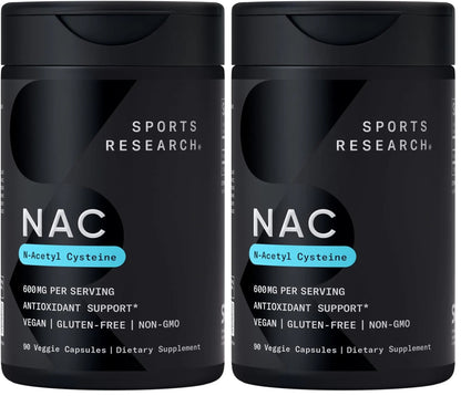 Sports Research N-Acetyl L-Cysteine (NAC) 600mg Veggie Capsules – Lemon Aroma, 2 Pack – Vegan, Non-GMO, Gluten Free BritishVita | Premium UK Vitamins & Wellness Supplements