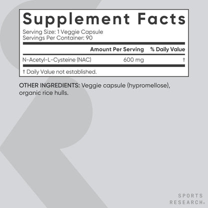 Sports Research N-Acetyl L-Cysteine (NAC) 600mg Veggie Capsules – Lemon Aroma, 2 Pack – Vegan, Non-GMO, Gluten Free BritishVita | Premium UK Vitamins & Wellness Supplements