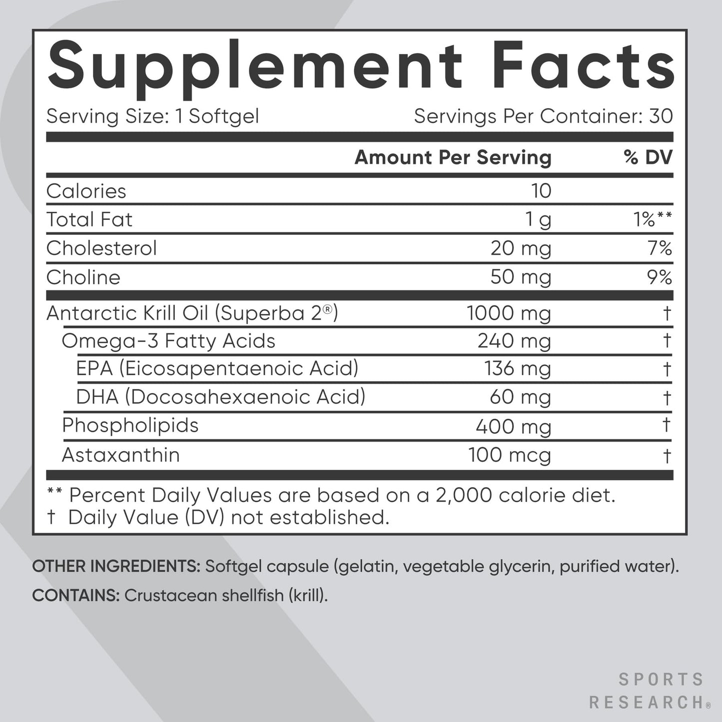 Sports Research Omega-3 Krill Oil 1000mg Double Strength – MSC Certified