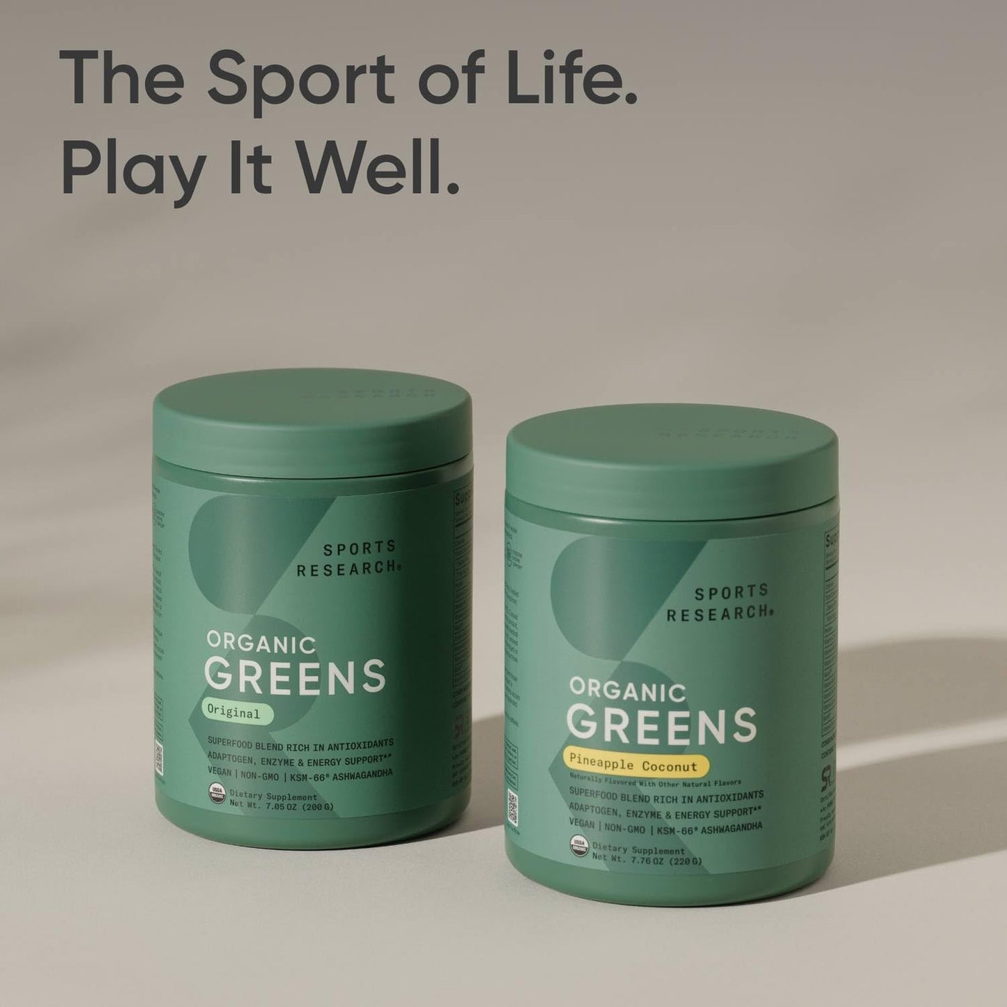 Sports Research Organic Pineapple Coconut Greens – Digestive Health, Natural Energy & Mood Support*, 20 Servings