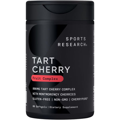 Sports Research Tart Cherry Capsules – Montmorency Tart Cherries, Non-GMO & Gluten Free, 60 Liquid Softgels