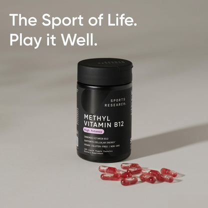 Sports Research Vitamin B12 5000mcg – Vegan Methylcobalamin, Non-GMO