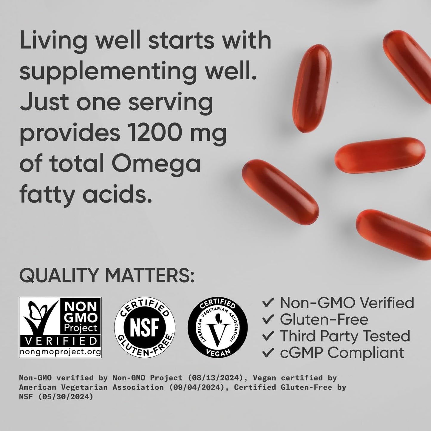 Sports Research Vegan Omega 3-6-7-9 1200 mg - 90 Veggie Softgels | Multi-Spectrum