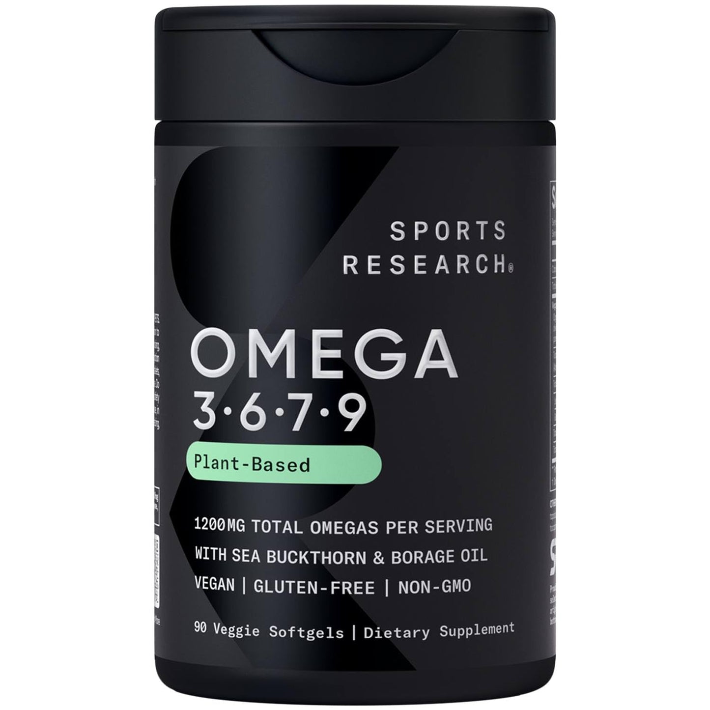 Sports Research Vegan Omega 3-6-7-9 1200 mg - 90 Veggie Softgels | Multi-Spectrum