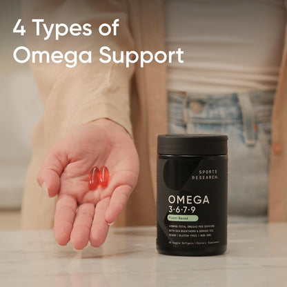 Sports Research Vegan Omega 3-6-7-9 1200 mg - 90 Veggie Softgels | Multi-Spectrum