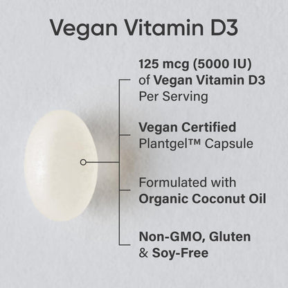 Sports Research Vegan Vitamin D3 5000IU (125 mcg) - 60 Softgels
