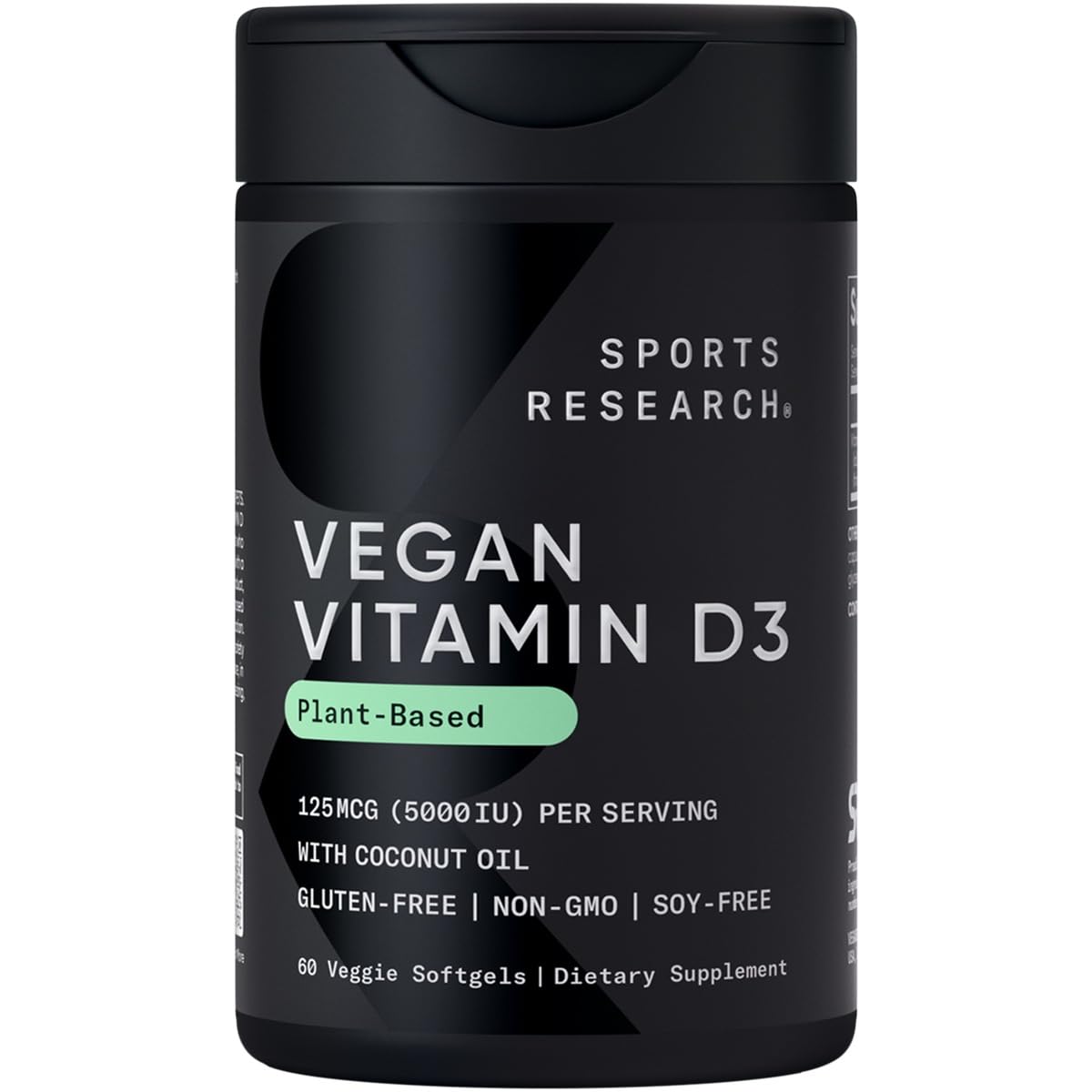 Sports Research Vegan Vitamin D3 5000IU (125 mcg) - 60 Softgels
