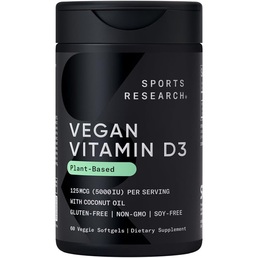 Sports Research Vegan Vitamin D3 5000IU (125 mcg) - 60 Softgels BritishVita | Premium UK Vitamins & Wellness Supplements