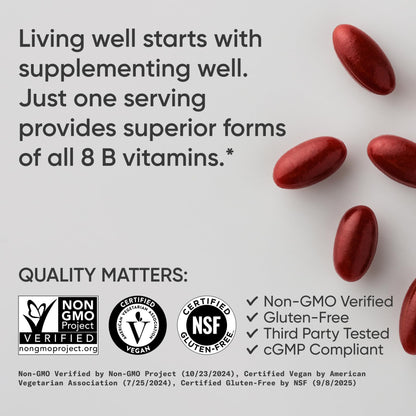 Sports Research Vitamin B-Complex – Full Spectrum B Vitamins, Methylated B12 & Folate