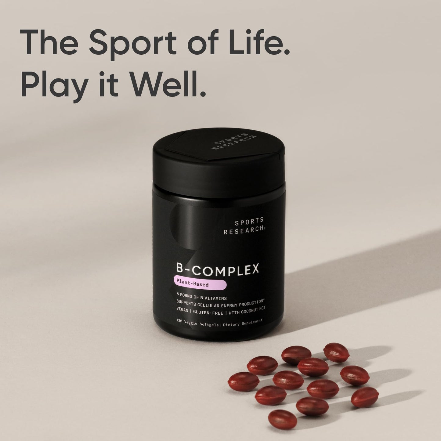 Sports Research Vitamin B-Complex – Full Spectrum B Vitamins, Methylated B12 & Folate