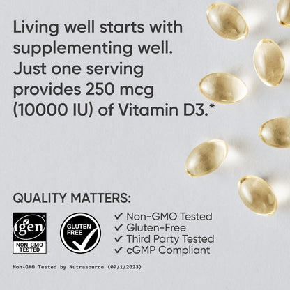 Sports Research Vitamin D3 10,000 IU with Coconut MCT Oil – 120 Softgels