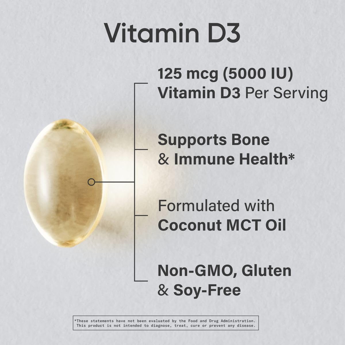 Sports Research Vitamin D3 5000 IU with Coconut MCT Oil - Immune & Bone Support - Seed Oil Free