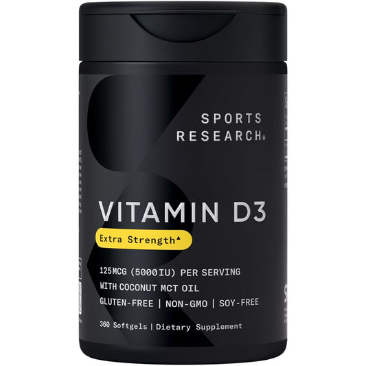 Sports Research Vitamin D3 5000 IU with Coconut MCT Oil - Immune & Bone Support - Seed Oil Free BritishVita | Premium UK Vitamins & Wellness Supplements
