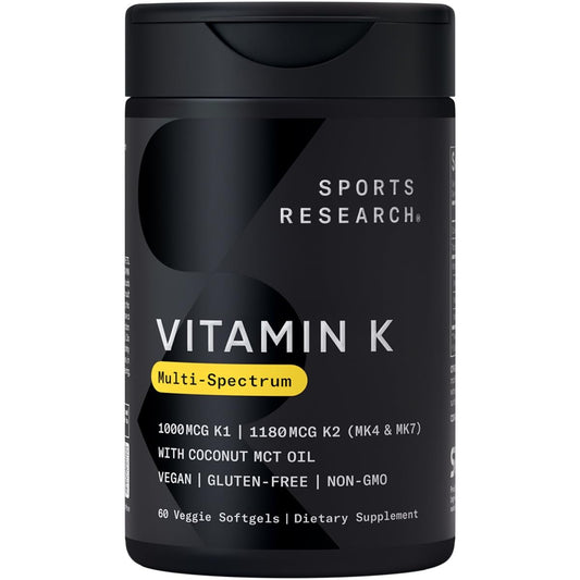Sports Research Vitamin K Multi-Spectrum - 60 Softgels | K1, K2 MK-4 & MK-7 BritishVita | Premium UK Vitamins & Wellness Supplements