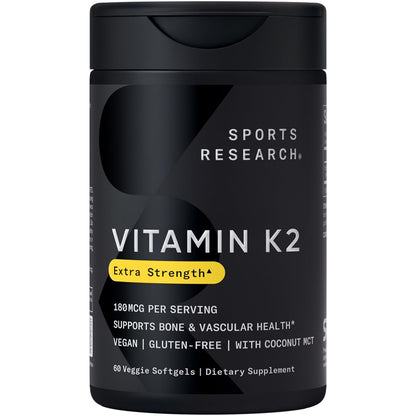 Vitamin K2 MK7 180mcg with Coconut Oil – 60 Veggie Softgels | Sports Research