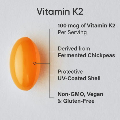 Sports Research Vitamin K2 MK-7 100 mcg with Coconut MCT Oil – 60 Veggie Softgels