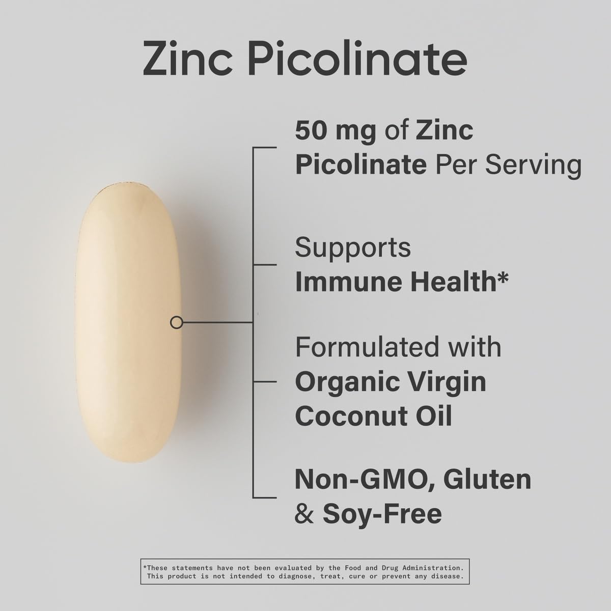 Sports Research Zinc Picolinate 50mg with Organic Coconut Oil – 120 Liquid Softgels