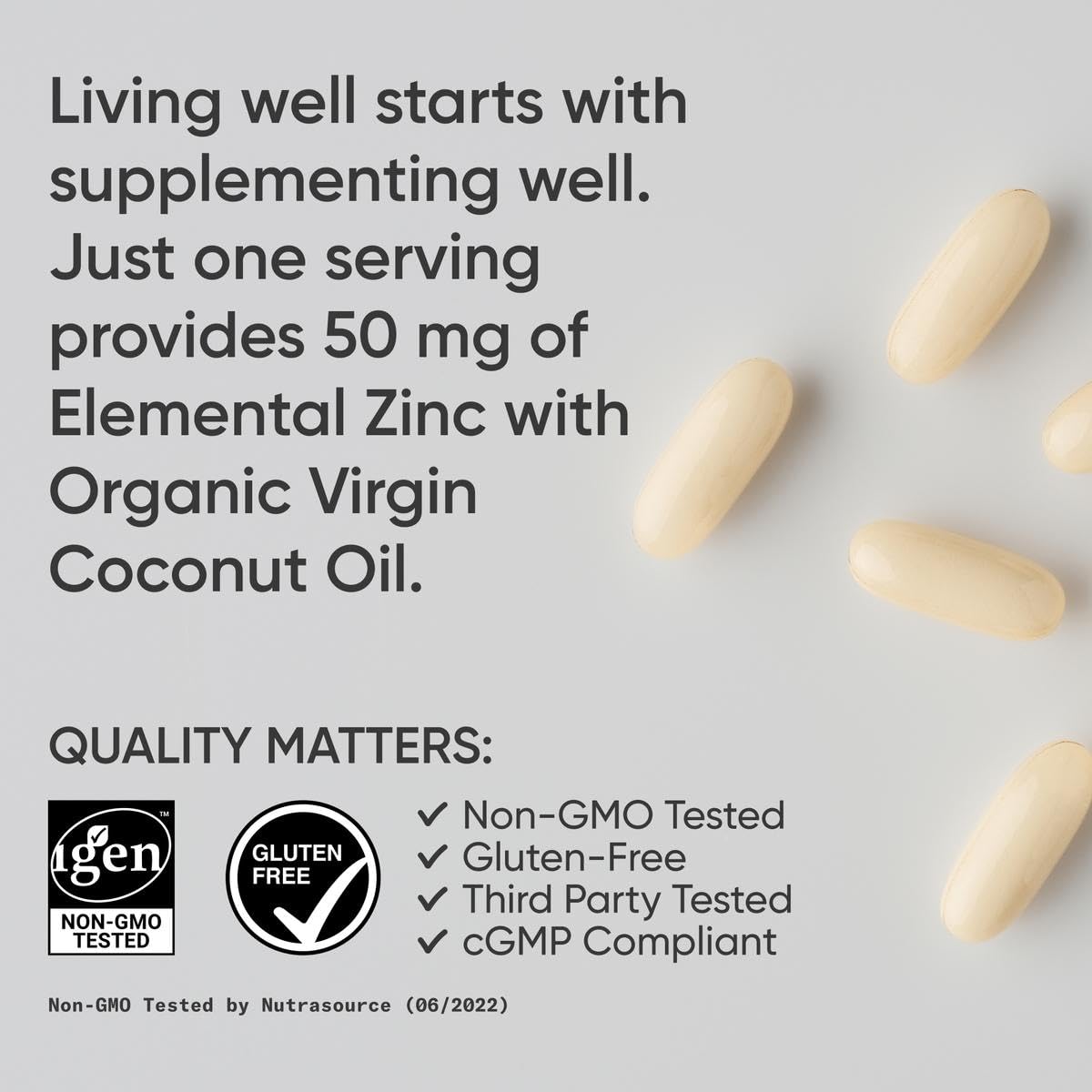 Sports Research Zinc Picolinate 50mg with Organic Coconut Oil – 120 Liquid Softgels