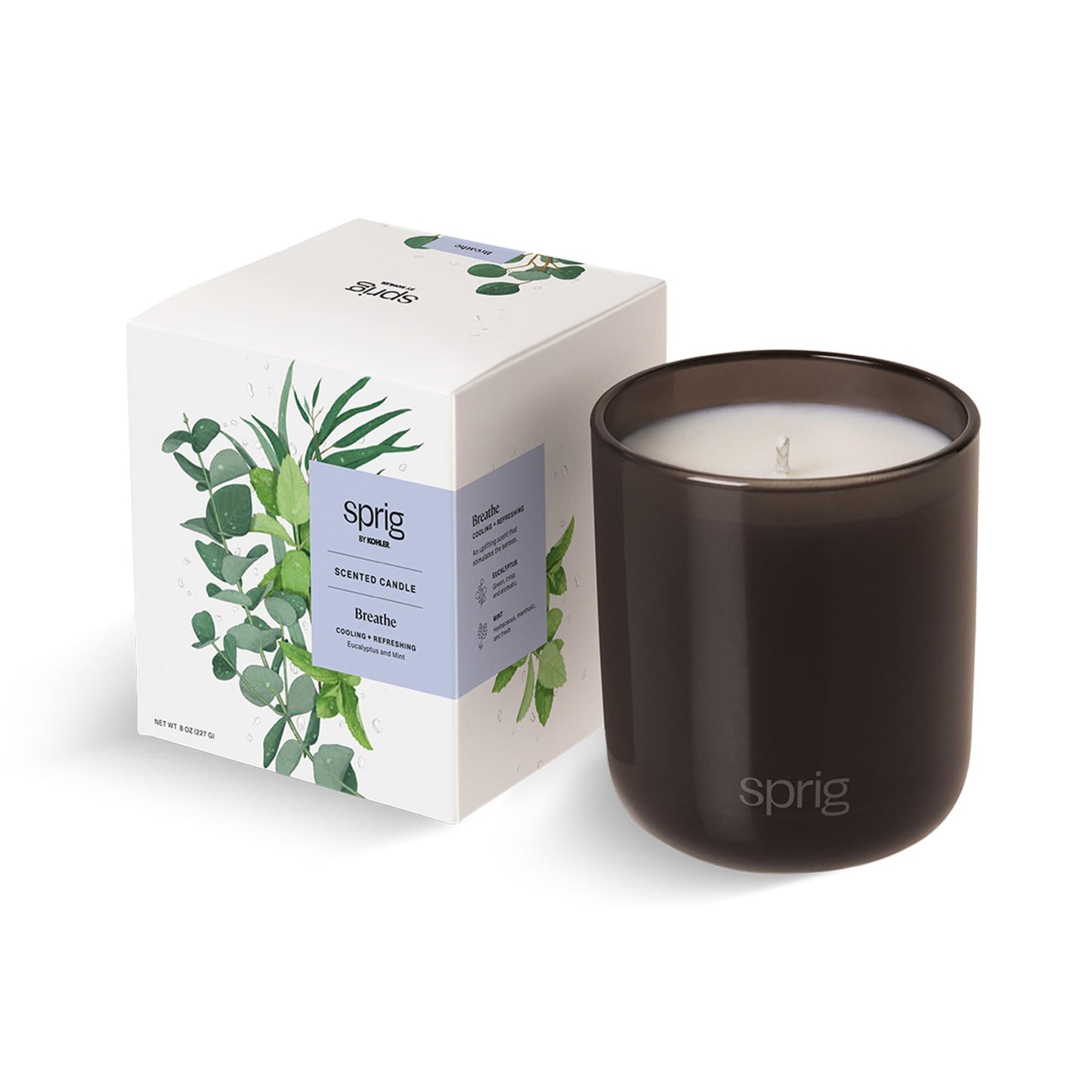 Sprig by Kohler Breathe Aromatherapy Candle – Eucalyptus & Mint, 8 oz