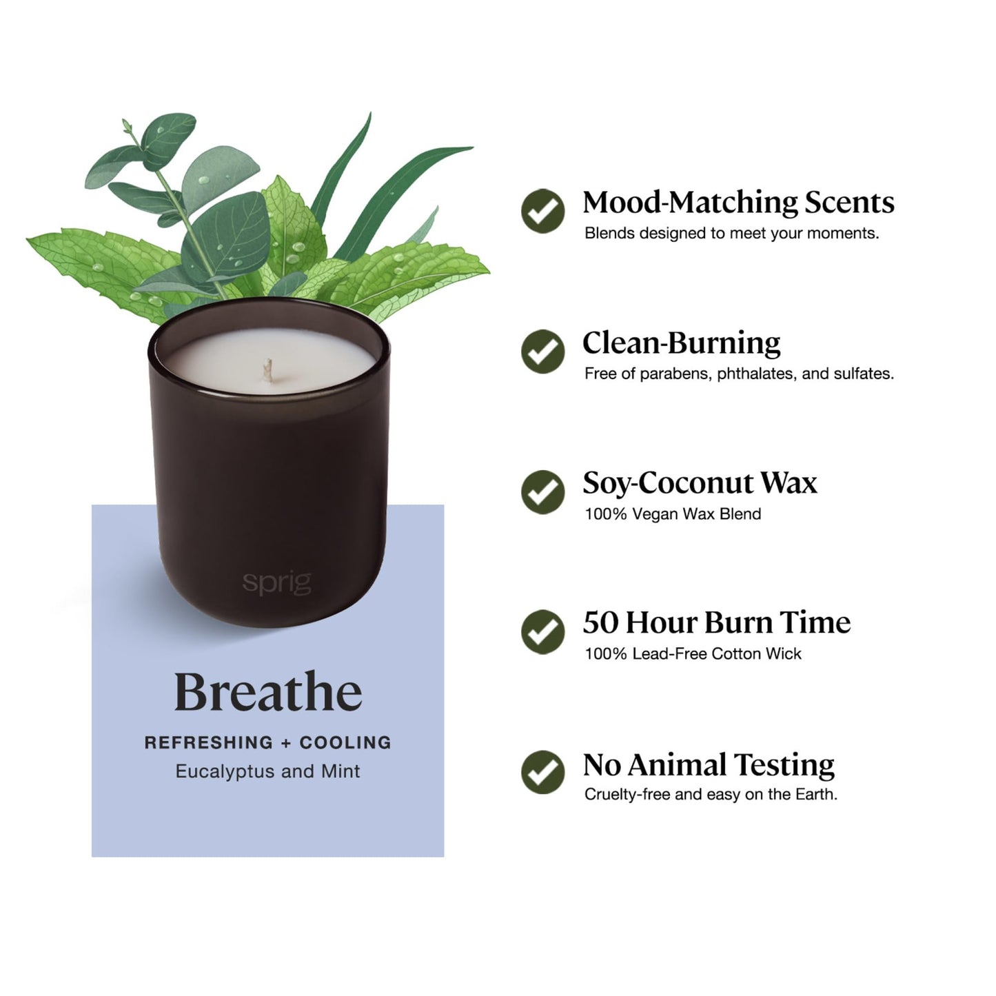 Sprig by Kohler Breathe Aromatherapy Candle – Eucalyptus & Mint, 8 oz