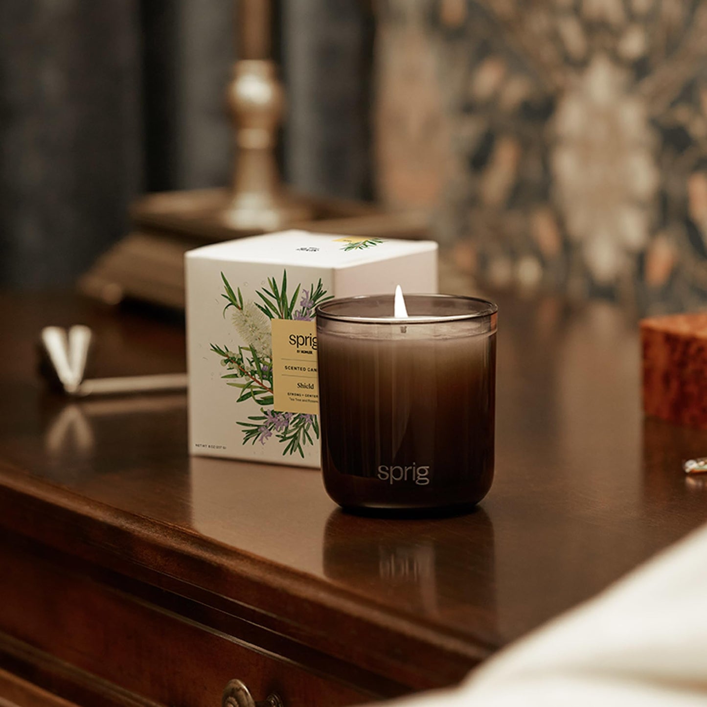 Sprig by Kohler Shield Aromatherapy Candle – Tea Tree & Rosemary, 8 oz, 100% Natural Soy-Coconut Wax