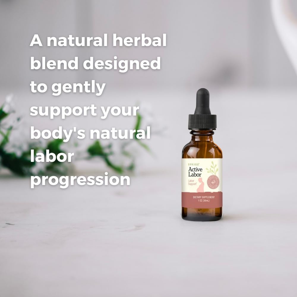 SPRIGS Active Labor 1 Oz – Herbal Birth Support Tincture with Blue Cohosh, Red Raspberry Leaf & Motherwort