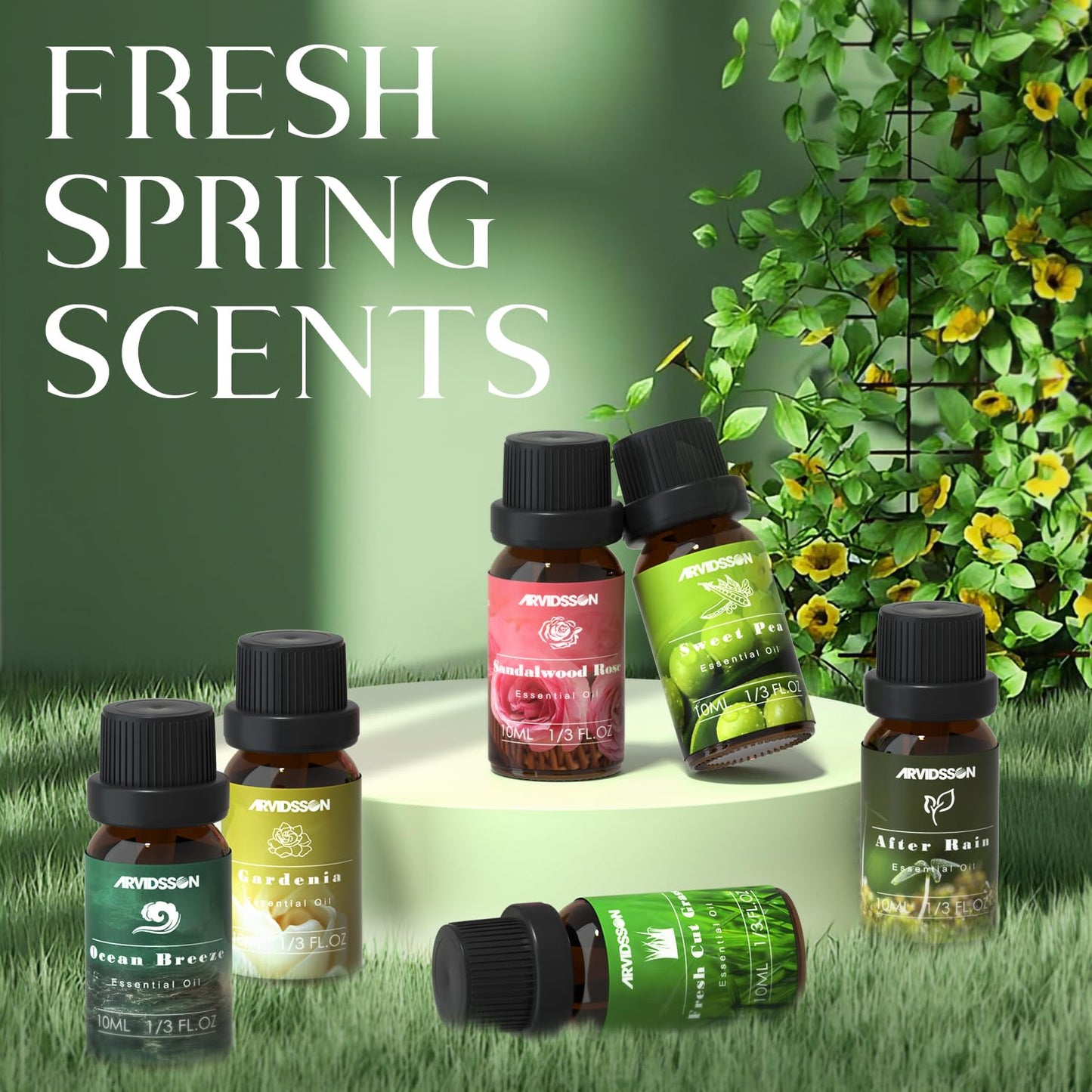 Spring Essential Oils Set - ARVIDSSON Natural Fragrance Oils for Diffuser & Candle Making