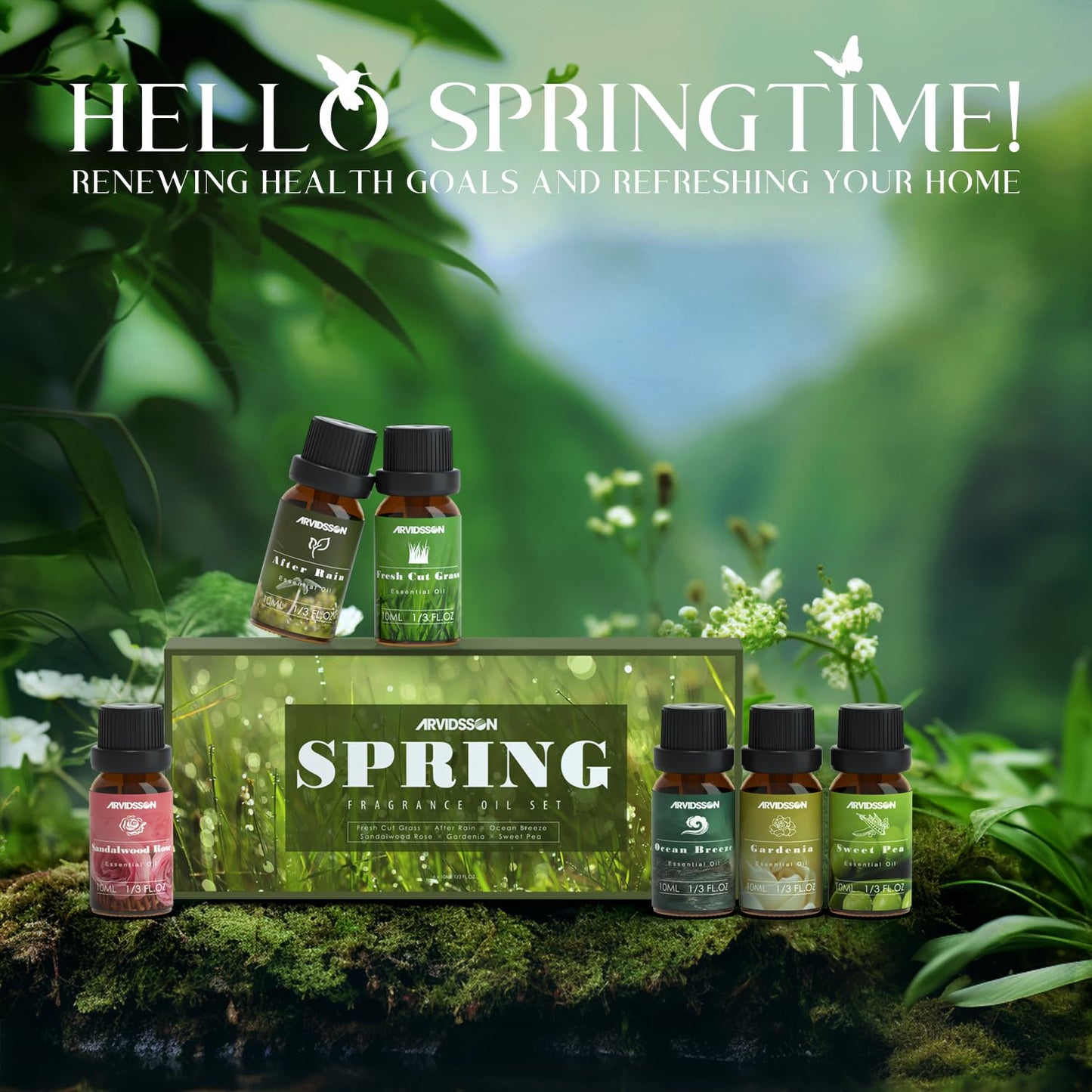 Spring Essential Oils Set - ARVIDSSON Natural Fragrance Oils for Diffuser & Candle Making