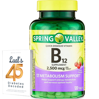Spring Valley Vitamin B12 Quick-Dissolve Tablets – 2500 mcg, 120 Count | B Vitamins