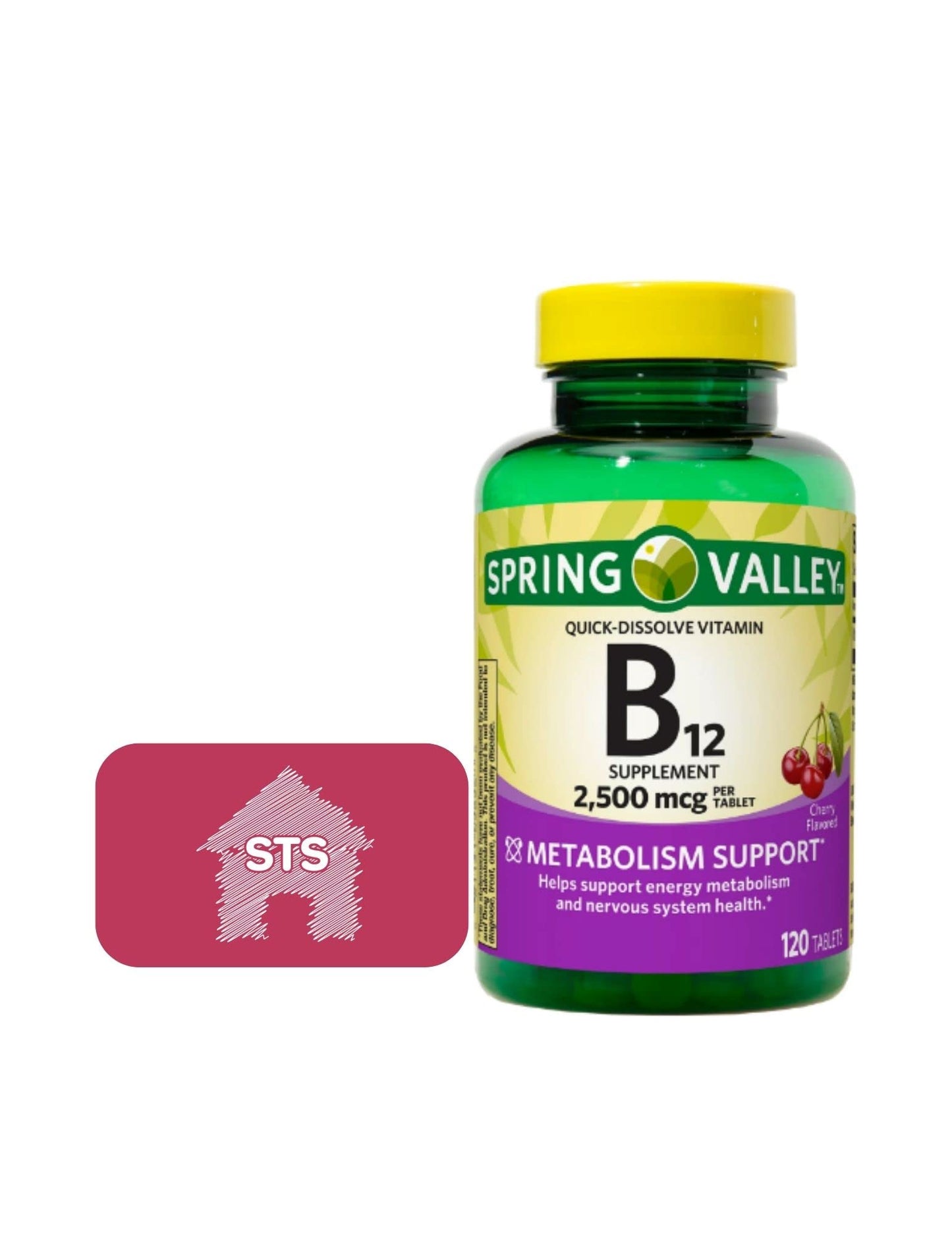 Spring Valley Vitamin B12 Quick-Dissolve Tablets 2,500 mcg Cherry Flavor - 120 Count