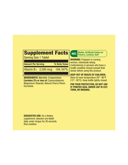 Spring Valley Vitamin B12 Quick-Dissolve Tablets 2,500 mcg Cherry Flavor - 120 Count