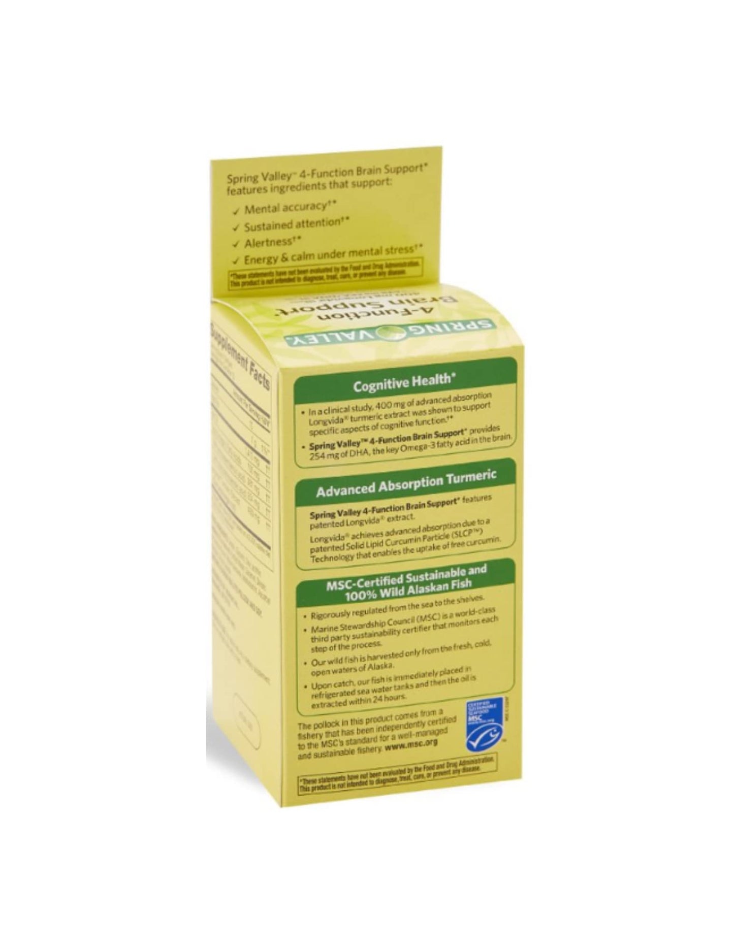 Spring Valley 4-Function Brain Support, 60 Count + STS Sticker