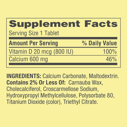 Spring Valley Calcium 600 mg + Vitamin D 20 mcg - 500 Count with Weekly Pill Organizer | GoodDealsHouse