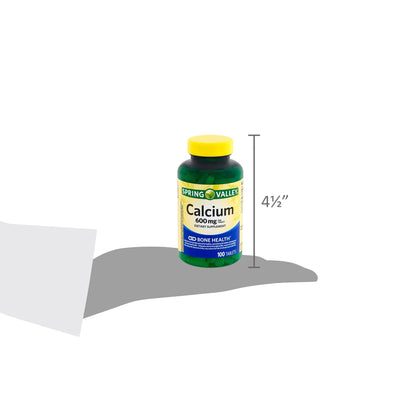 Spring Valley Calcium 600mg – Natural Bone Health, 100 Tablets (Pack of 3)