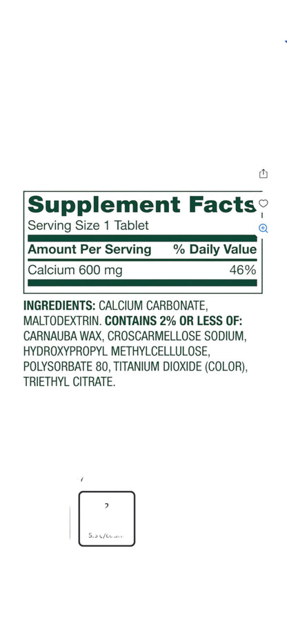 Spring Valley Calcium Bone Health Dietary Supplement Tablets – 600 mg Calcium, 200 Count (Pack of 2)