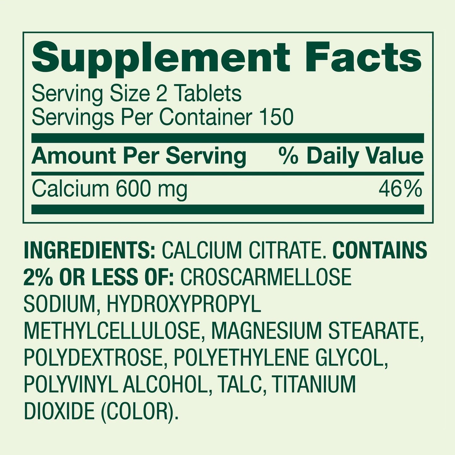 Spring Valley Calcium Citrate 600 mg, 300 Tablets – Bone & Joint Health | STS Sticker