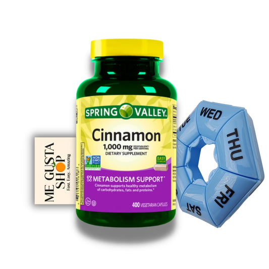 Spring Valley Cinnamon 1000 mg - 400 Count Capsules with Pill Organizer BritishVita | Premium UK Vitamins & Wellness Supplements