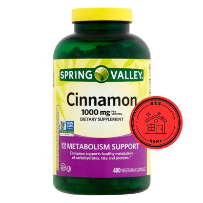 Spring Valley Cinnamon 1000 mg – 400 Count Dietary Supplement | Vegetarian Capsules + STS Sticker