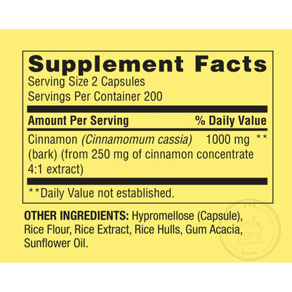 Spring Valley Cinnamon 1000 mg – 400 Count Dietary Supplement | Vegetarian Capsules + STS Sticker
