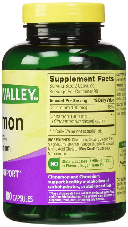 Spring Valley Cinnamon 500mg + Chromium Twin Pack – 2 x 180 Capsules