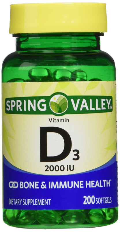 Spring Valley Vitamin D3 2000 IU Twin Pack – Immune & Bone Health, 400 Softgels