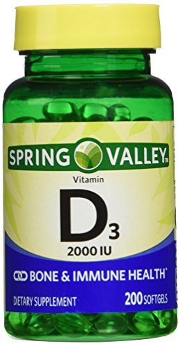 Spring Valley Vitamin D3 2000 IU Twin Pack – Immune & Bone Health, 400 Softgels