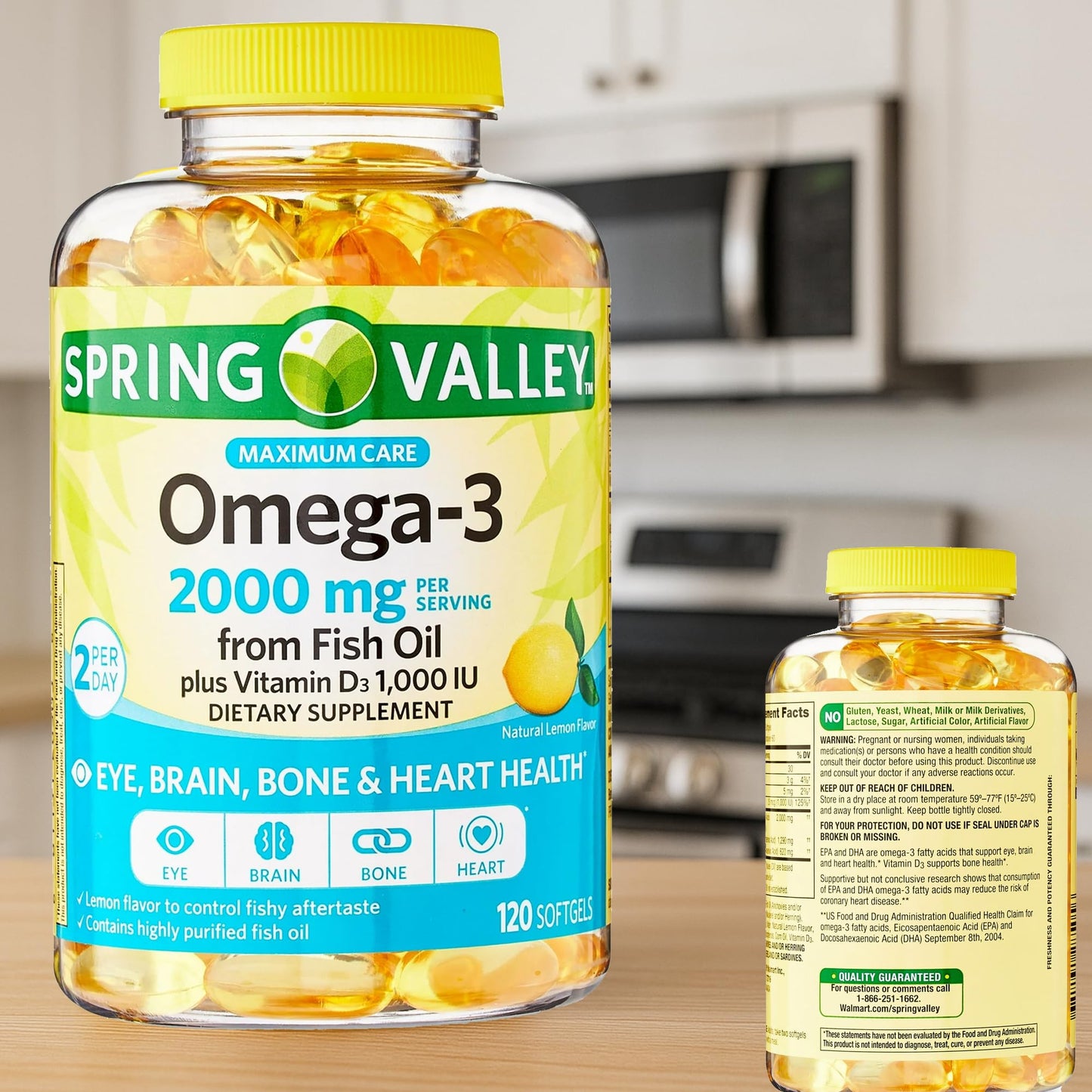Spring Valley Omega-3 2000 mg Softgels - Eye & Heart Health (120 Ct)